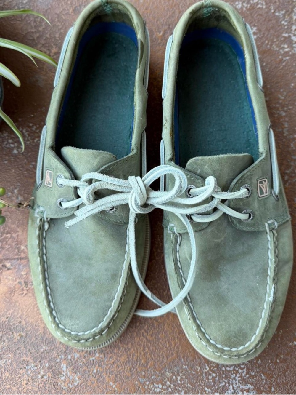 Sperry Top-Sider green suede boat shoes Size US 8 #preppy #summer